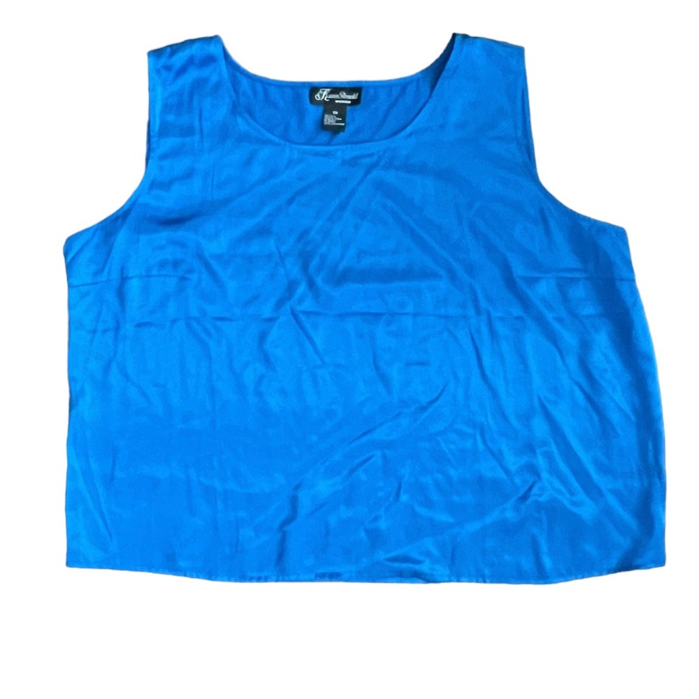 Nwot Karen Arnold 100% silk royal blue tank top size 2X